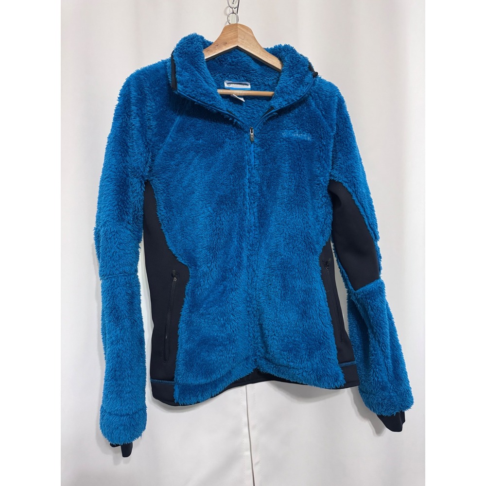 Columbia Womens Blue High Pile Fleece Full Zip Jacket Thumbhole Cuffs Large